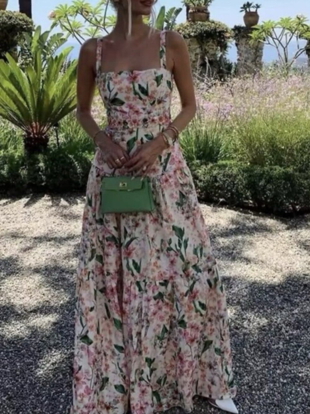 Agua by Agua Bendita Classic Square-Neck Pink Floral Print Maxi Dress - Picture 3 of 13